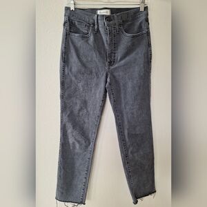 Madewell Stovepipe Cropped Washed Black  Frayed hem Womens Jeans Size 27x25